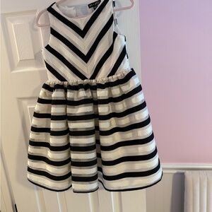 Ava and yelly Stylish Black and White Striped Kids Dress